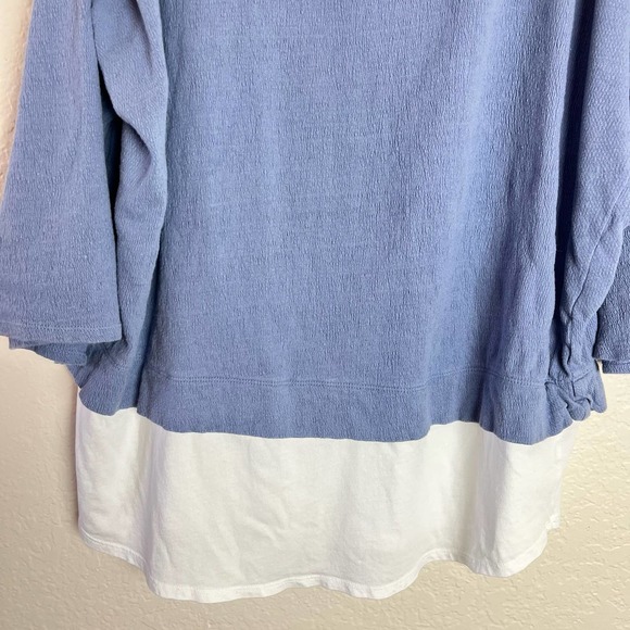 J. Jill Pure Jill Size L Blue White Linen Cotton Long Sleeve Layered Top - Picture 5 of 6